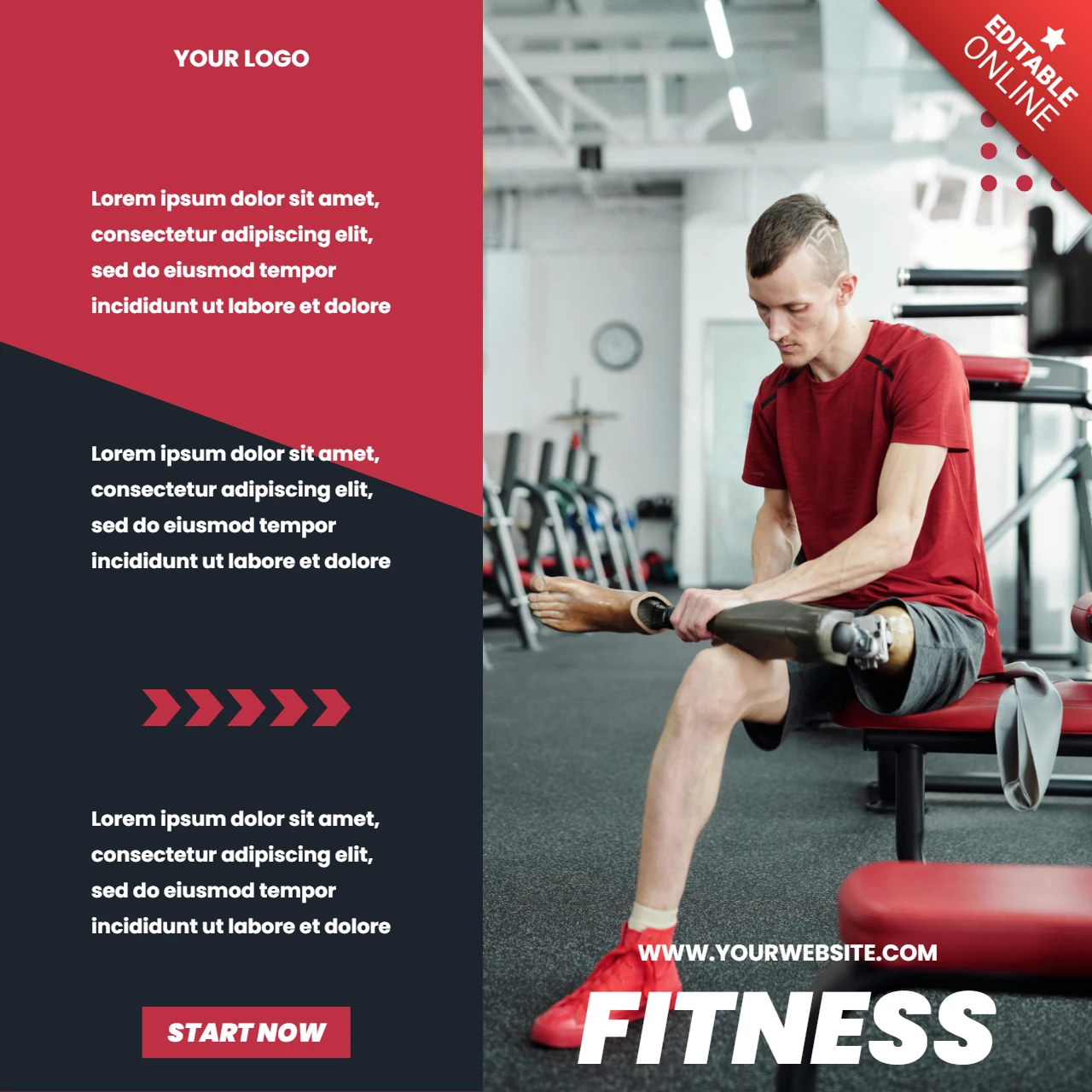 Fitness mit Behinderung - minimale Instagram-Post-Designvorlage