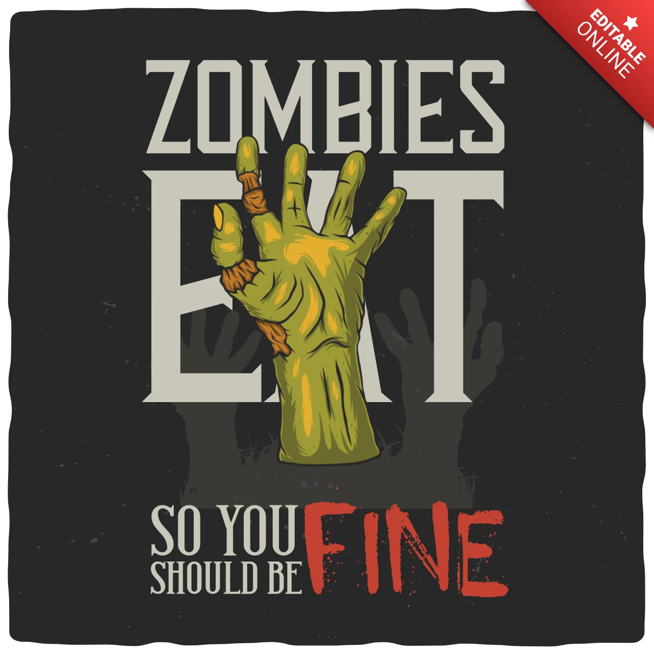 Zombie hand t-shirt ontwerpsjabloon