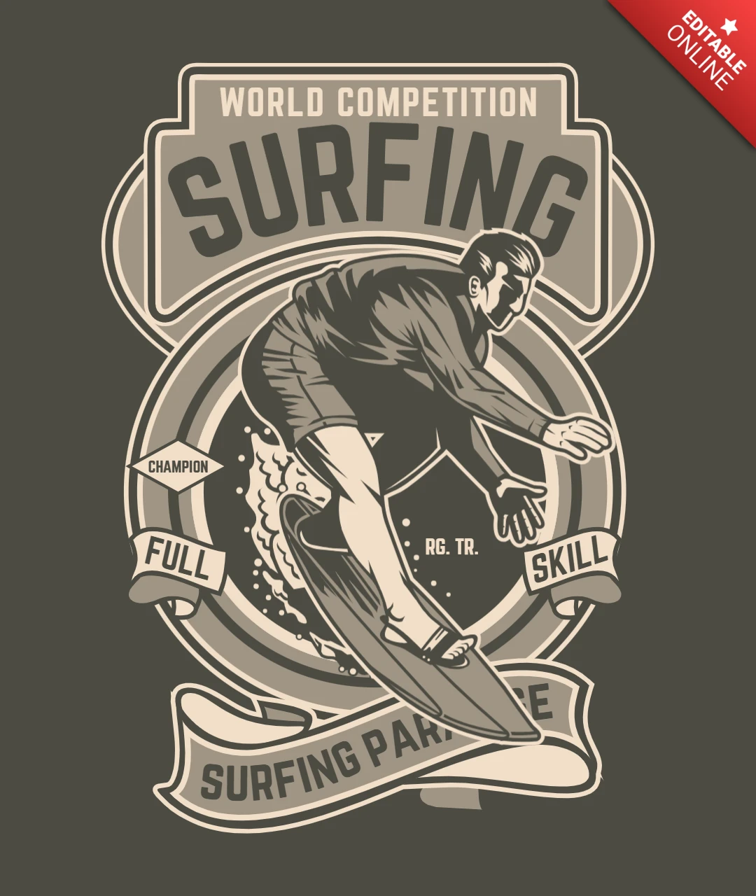 Surfing Competition T-Shirt Design Template