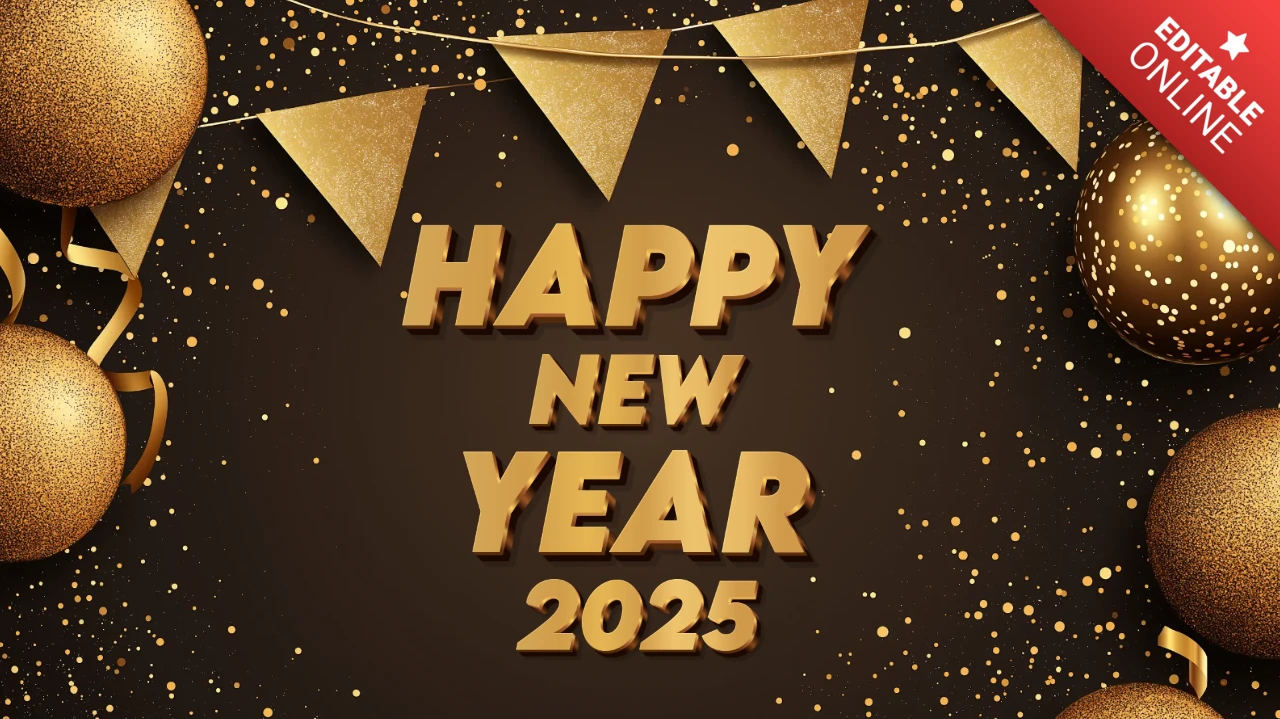 Gouden glitter gelukkig nieuwjaar feest ontwerpsjabloon