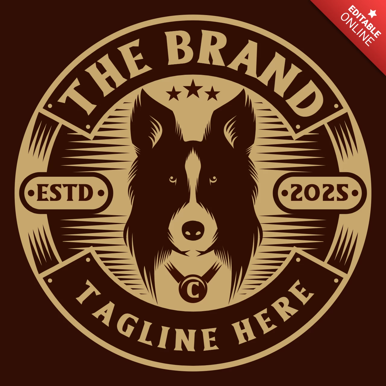 Border collie stempel logo-ontwerp sjabloon