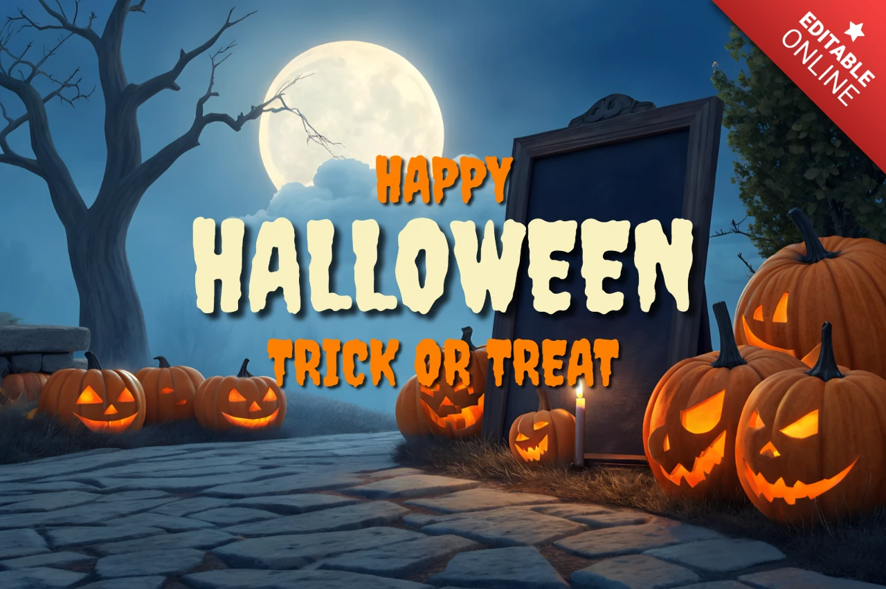 Design template di Halloween spettrale con zucche per biglietti d'auguri