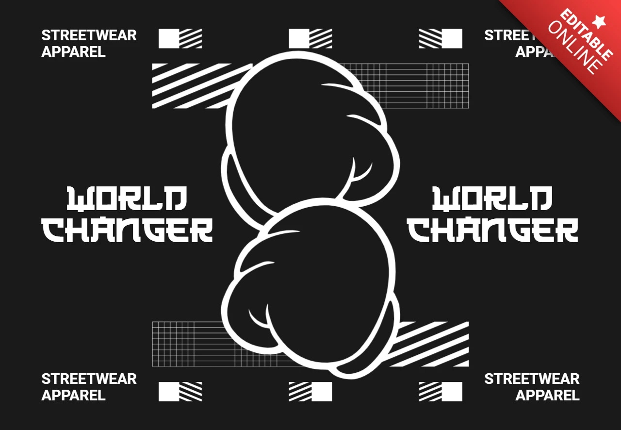 Plantilla de diseño gráfico audaz para ropa streetwear que presenta guantes de boxeo.
