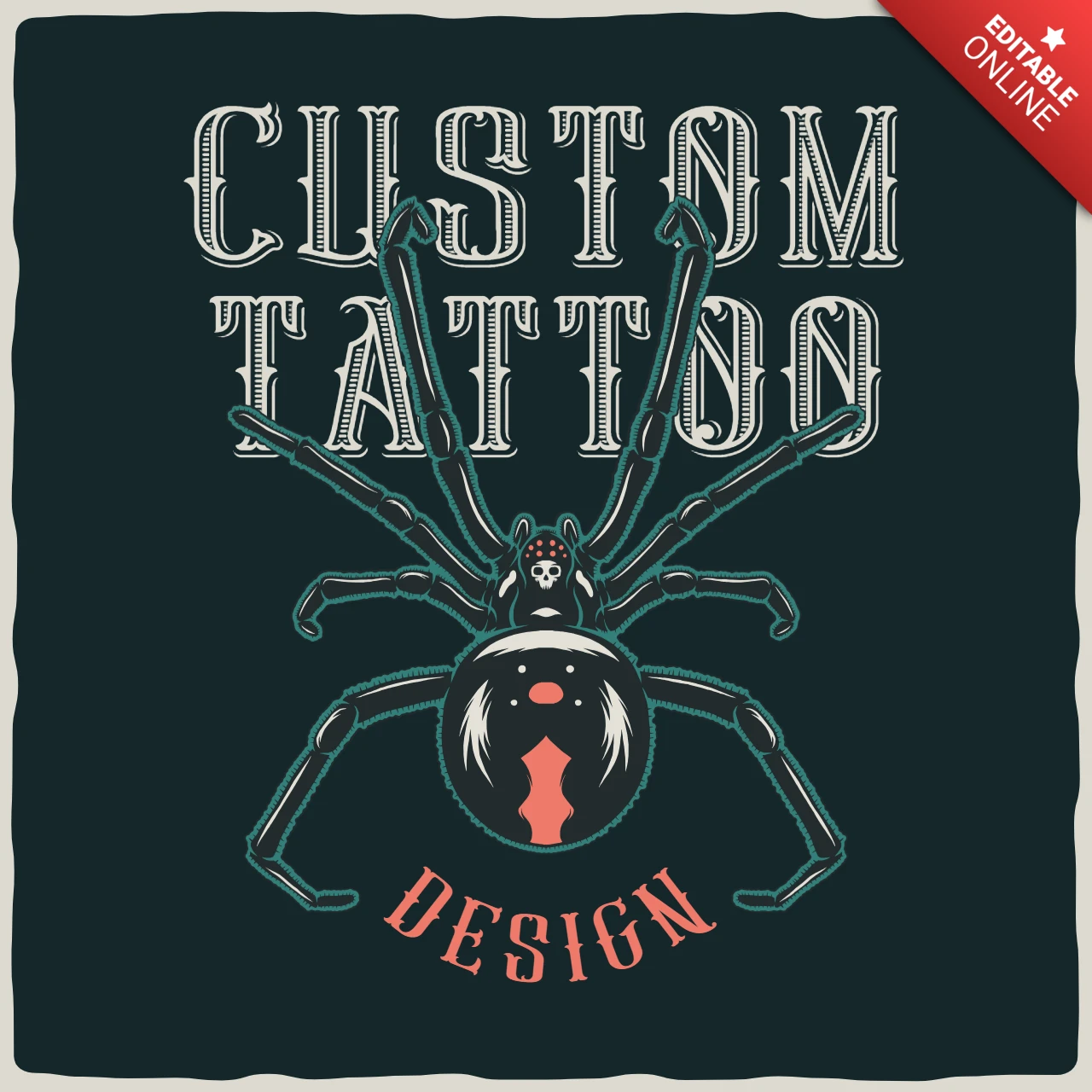 Illustrazione di ragno tatuaggio modello di design per maglietta