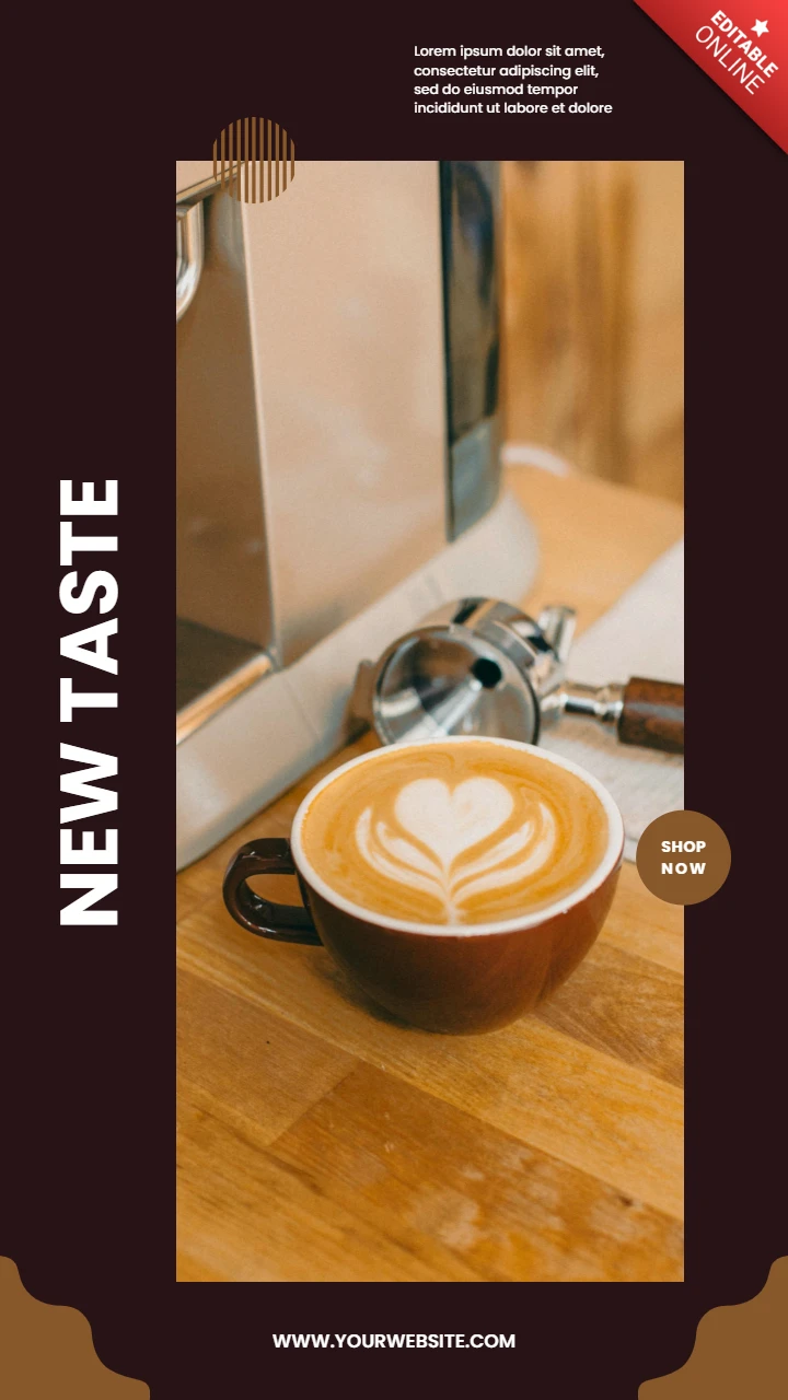 Neuer Geschmack Cappuccino Werbe-Instagram Story Post Design Vorlage