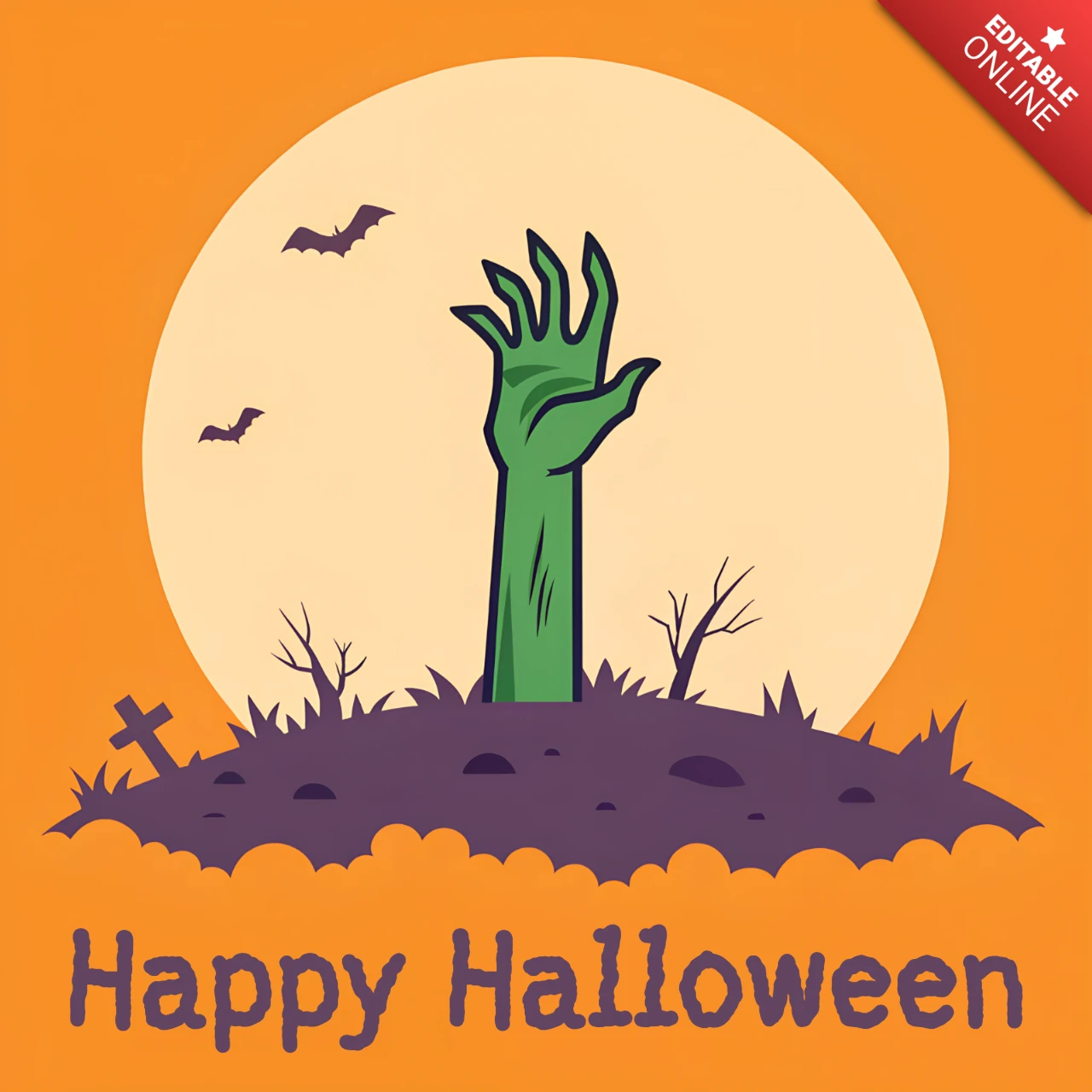 Spooky Halloween Design Template with Zombie Hand for Posters and Merchandise