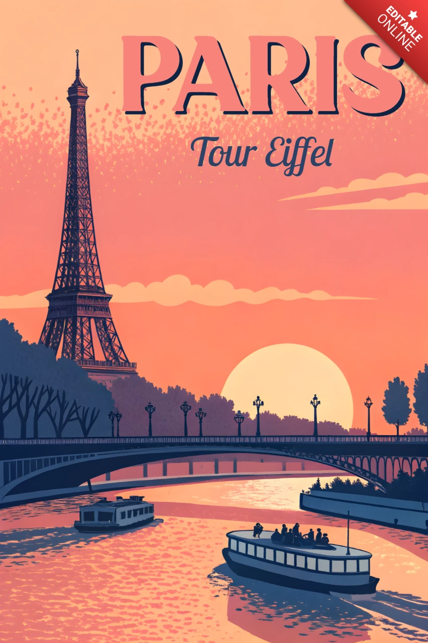 Vintage Paris Design-Vorlage mit Eiffelturm für Reiseposter