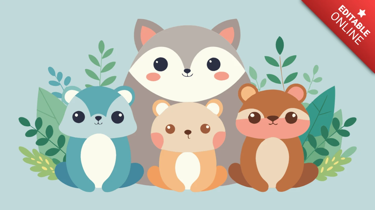 Modello di disegno di animali giocosi per progetti di bambini