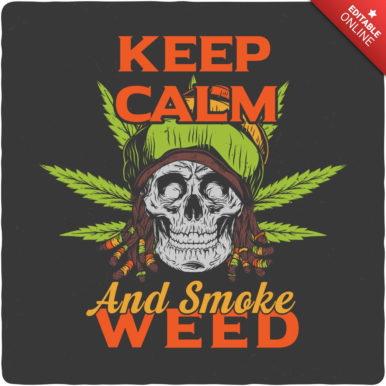 Keep Calm and Smoke Weed Skull T-shirt Template