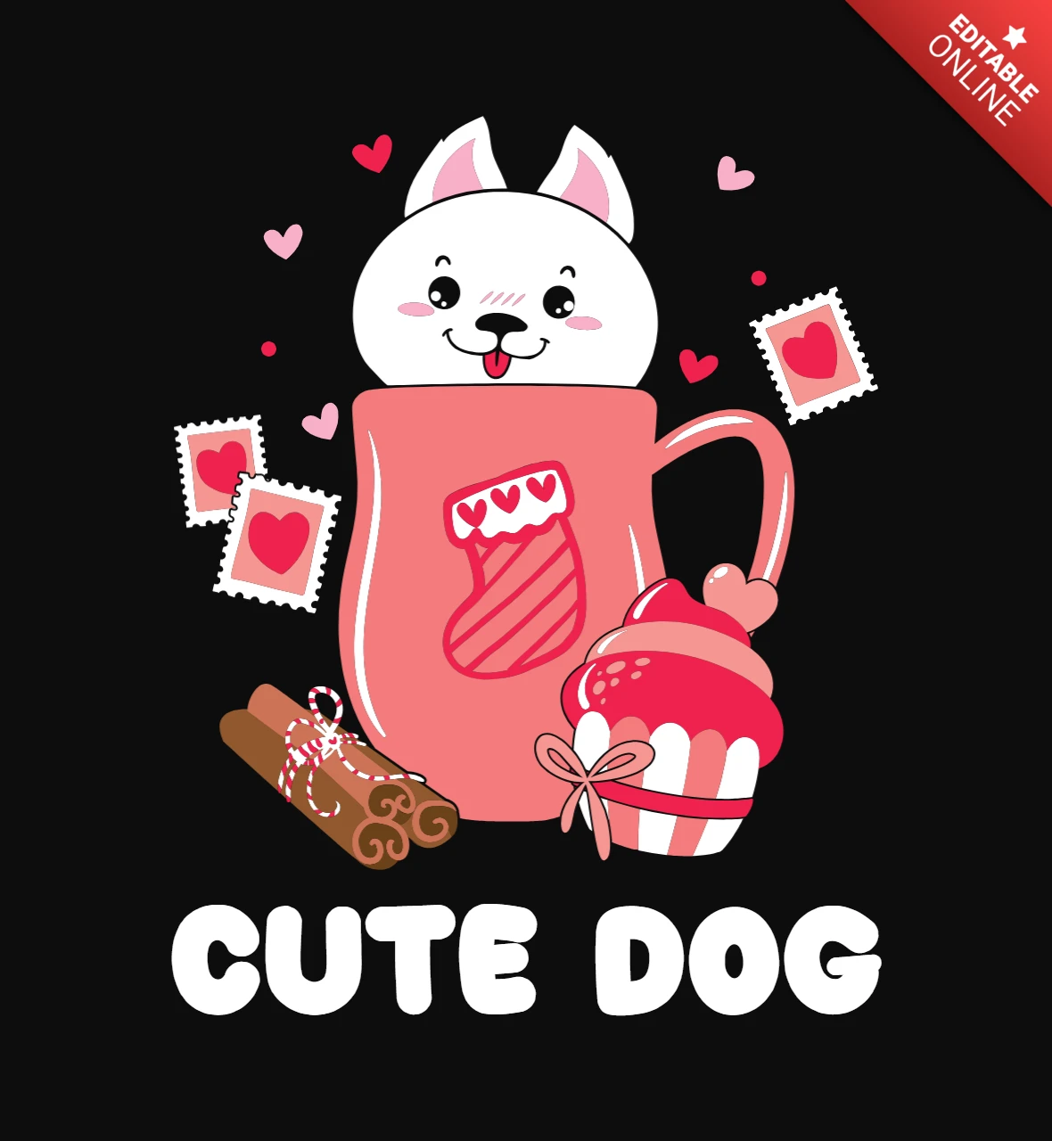 Modèle de t-shirt de la Saint-Valentin pour chien mignon