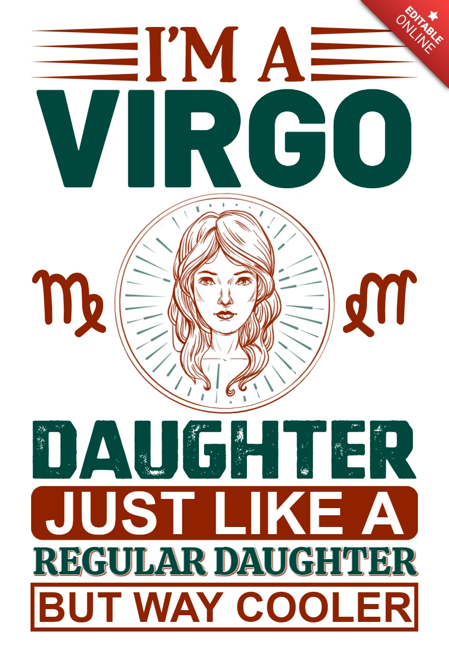 Editable Vintage Style Virgo Daughter Design Template