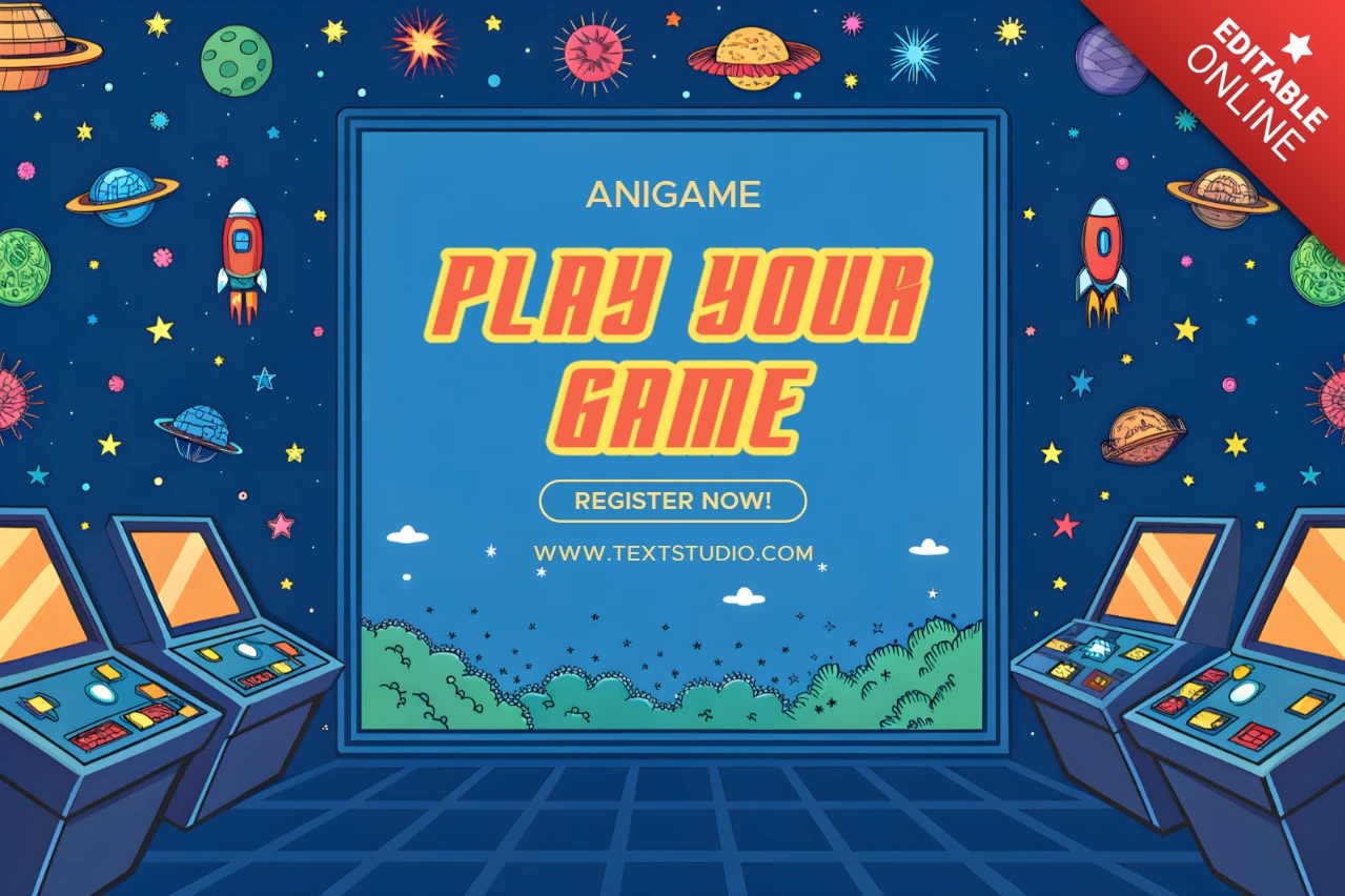 Modello di design per giochi arcade retro con tema spaziale