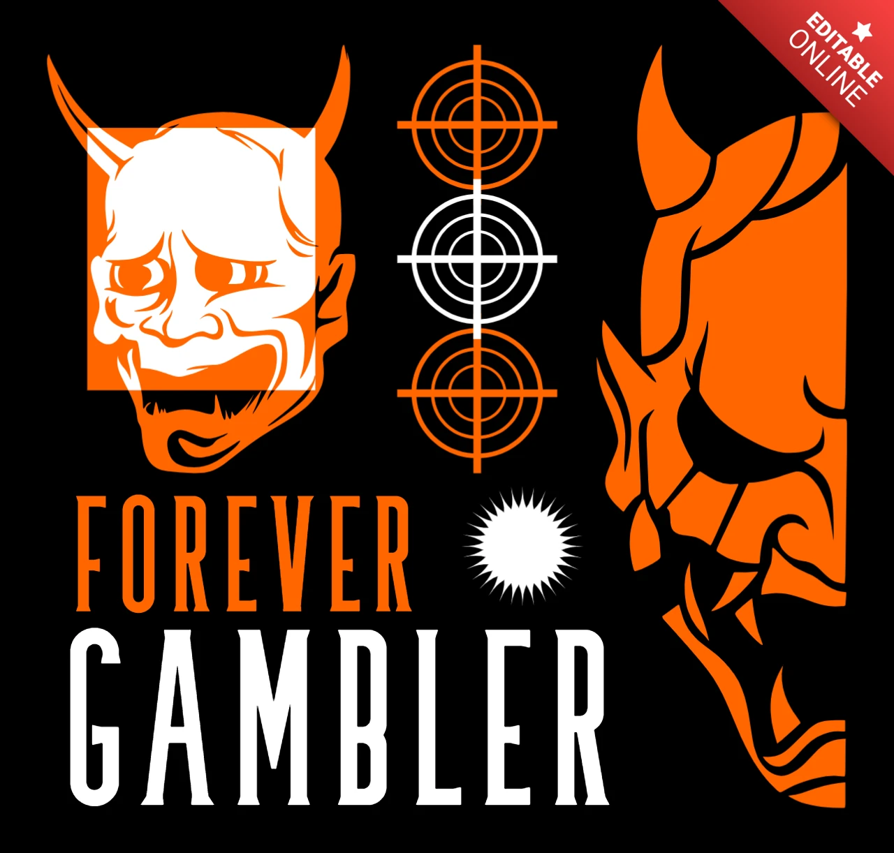 Devil Face Graphic Design Template for Apparel