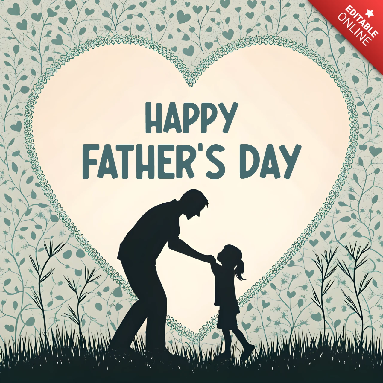 Hermoso diseño minimalista de padre e hija para plantilla de deseos del Día del Padre.