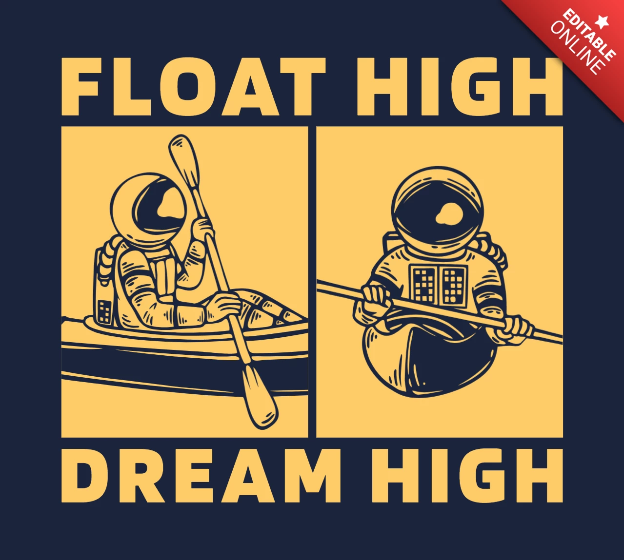 Astronaut Kayaking T-shirt Design Template
