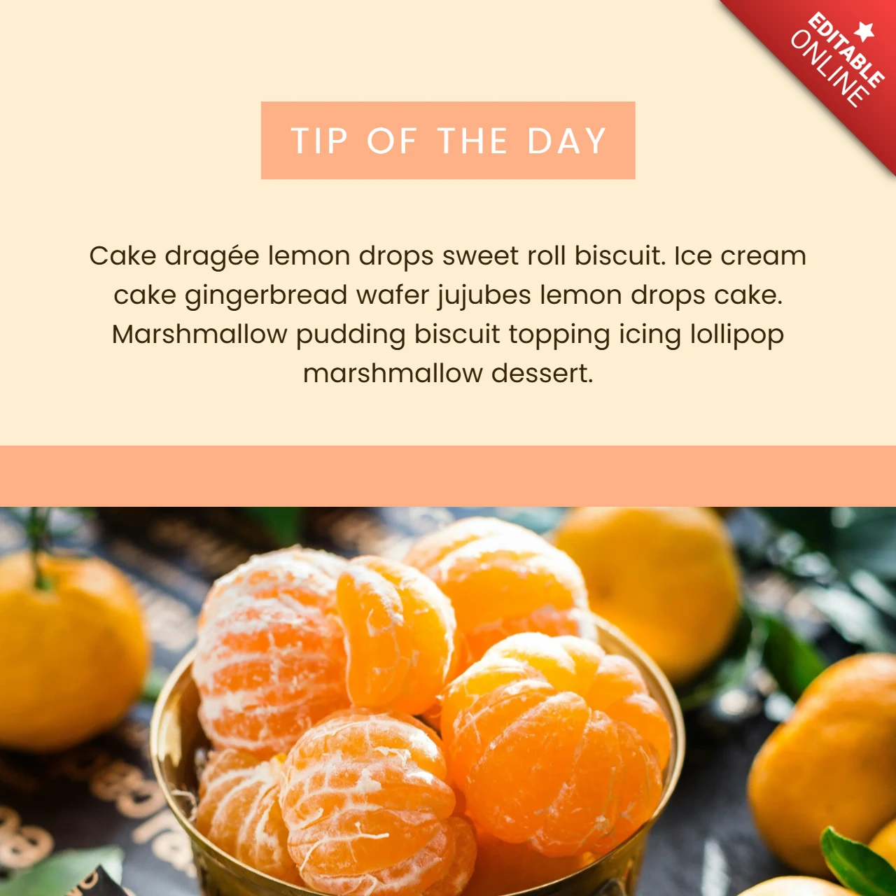 Citrus dessert tips instagram post ontwerpsjabloon