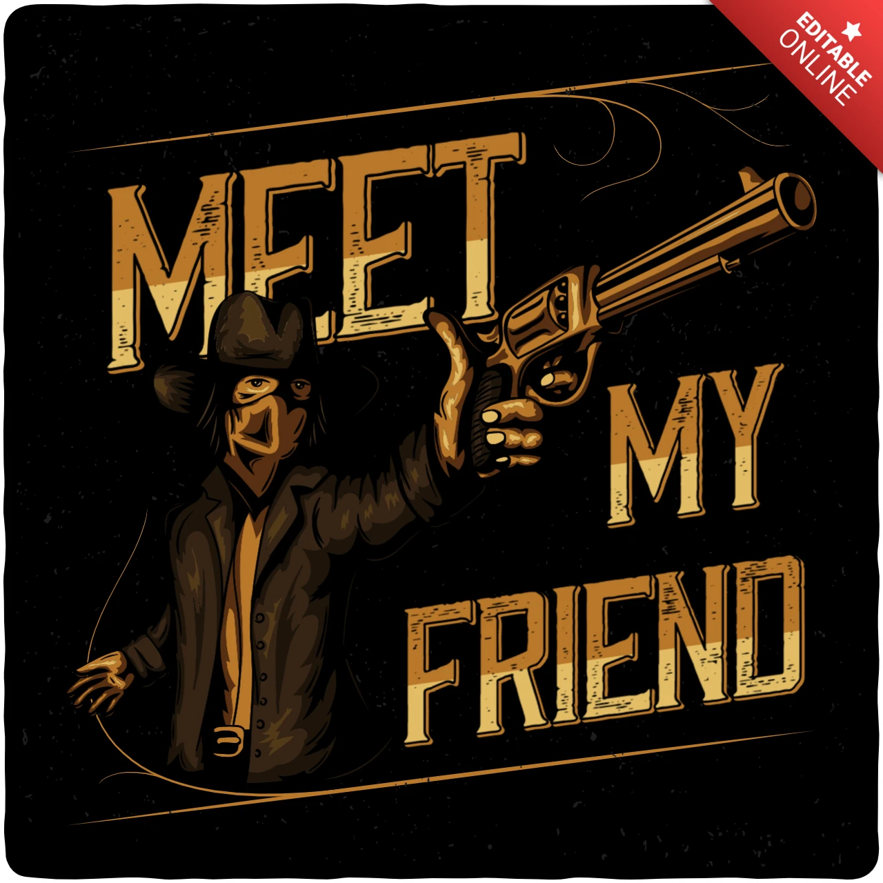 Meet My Friend Cowboy With Gun T-Shirt Template