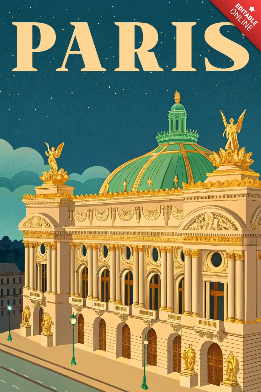 Paris Architekturillustrationsdesignvorlage für Poster