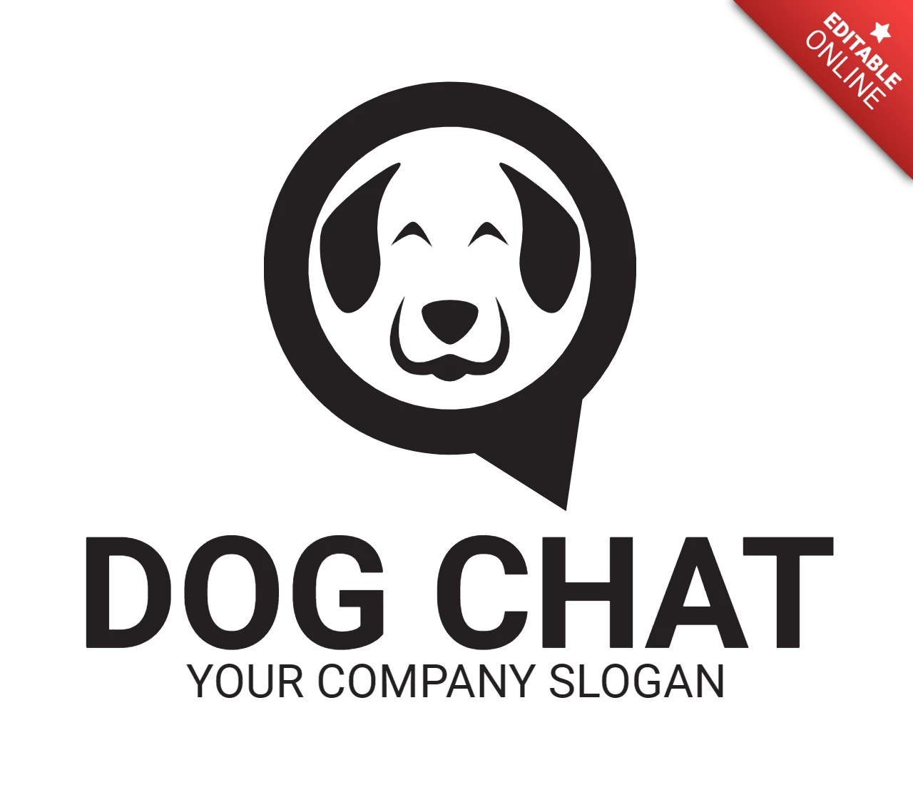 Plantilla de diseño de logotipo de chat con cabeza de perro