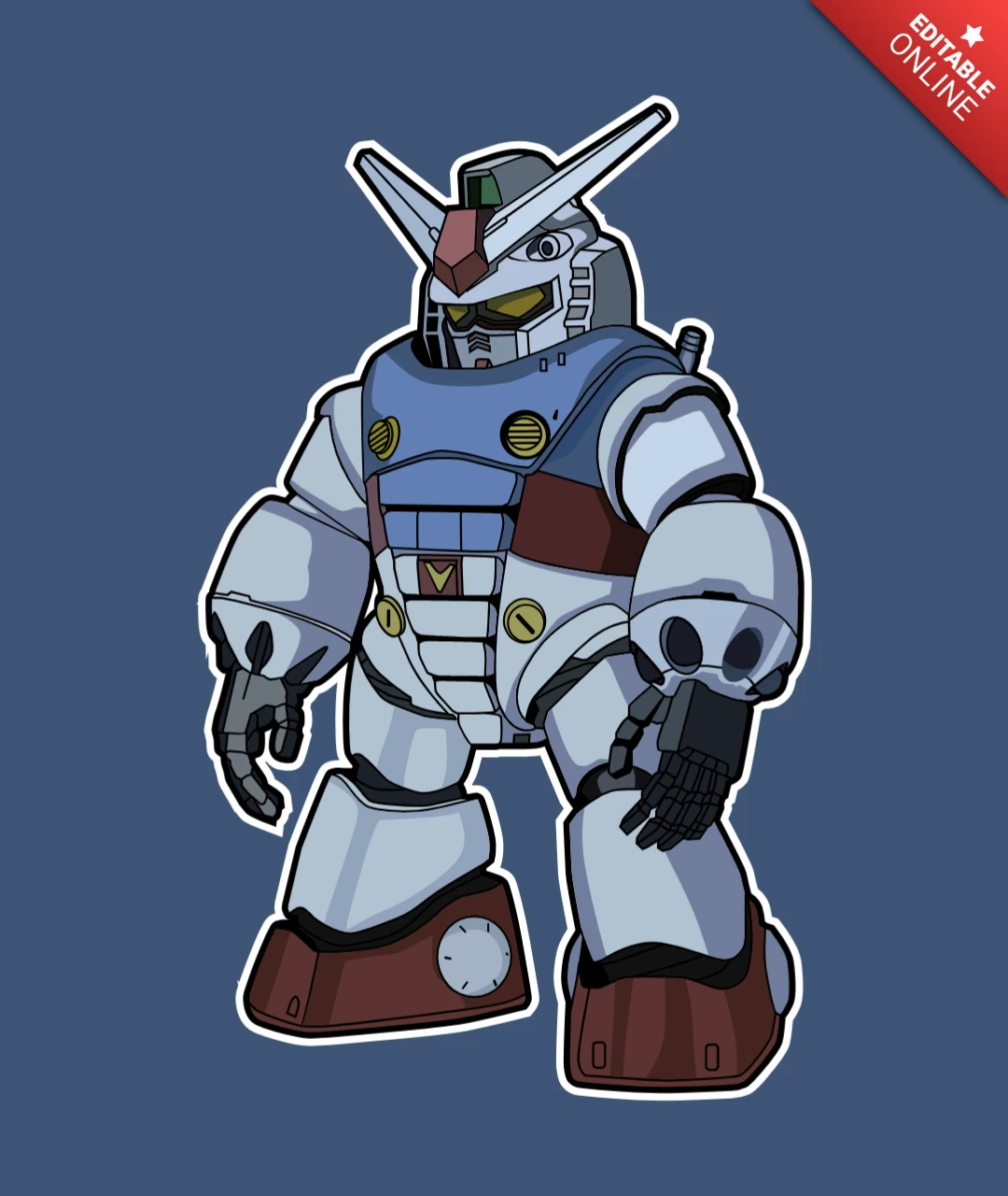 Gundam Robot Comic Character Pop Culture T-Shirt Design Template