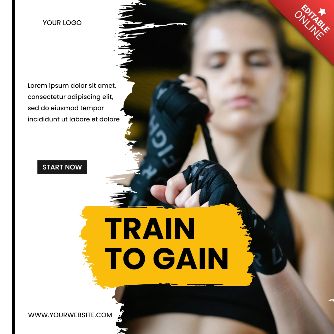 Modelo de design de post de mídia social de propaganda de academia Train to gain