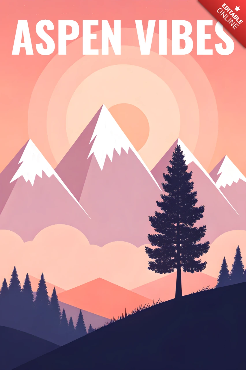 Berglandschaftsdesign-Vorlage für Poster mit Aspen-Vibes