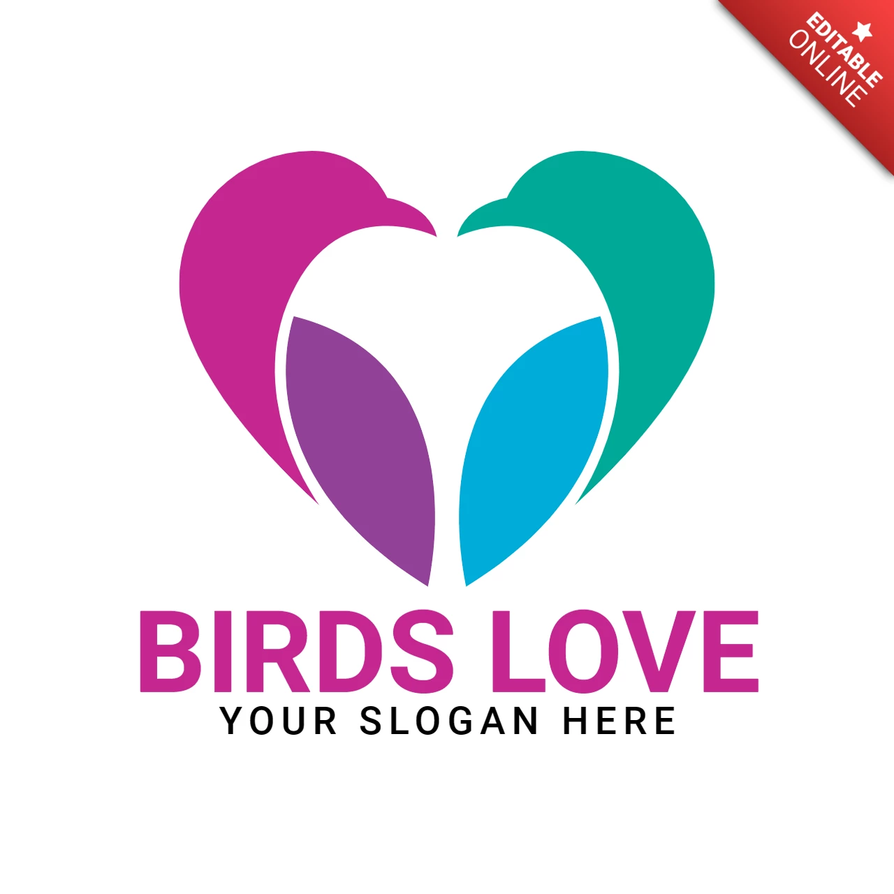 Vogels liefde logo ontwerpsjabloon