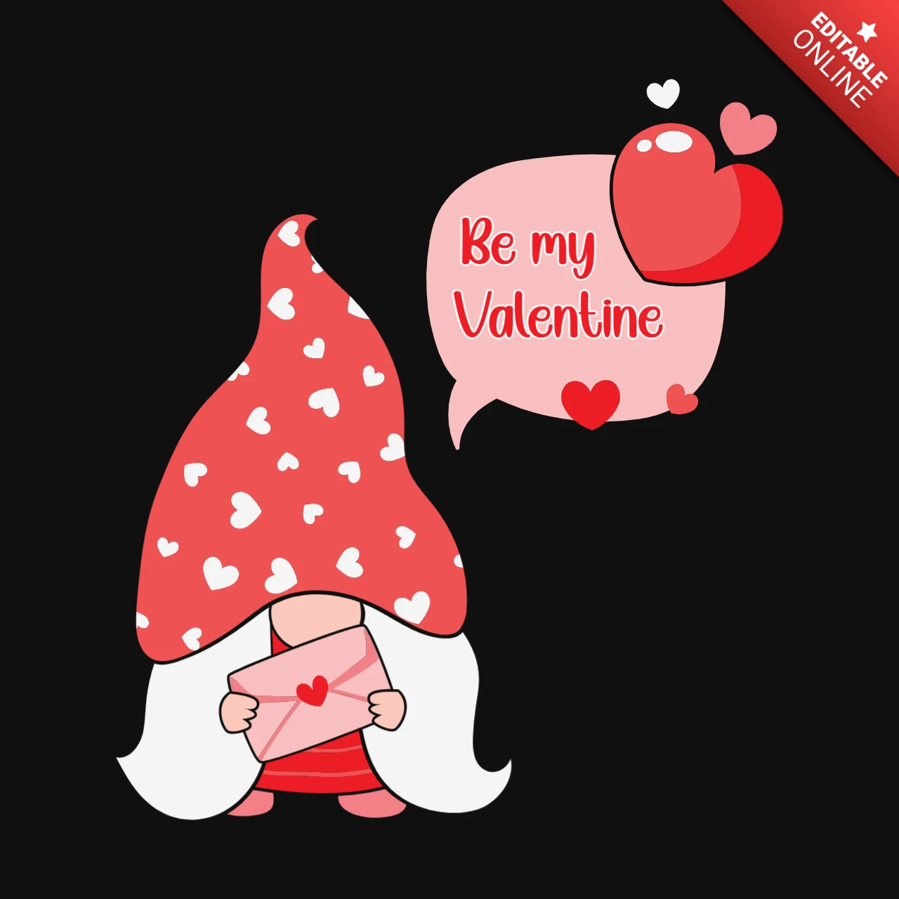 Be my valentine gnomie greeting card template (modèle de carte de vœux)