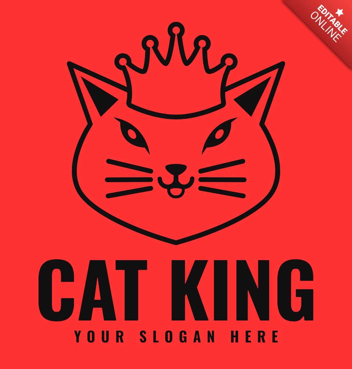Cat King Logo Design Template