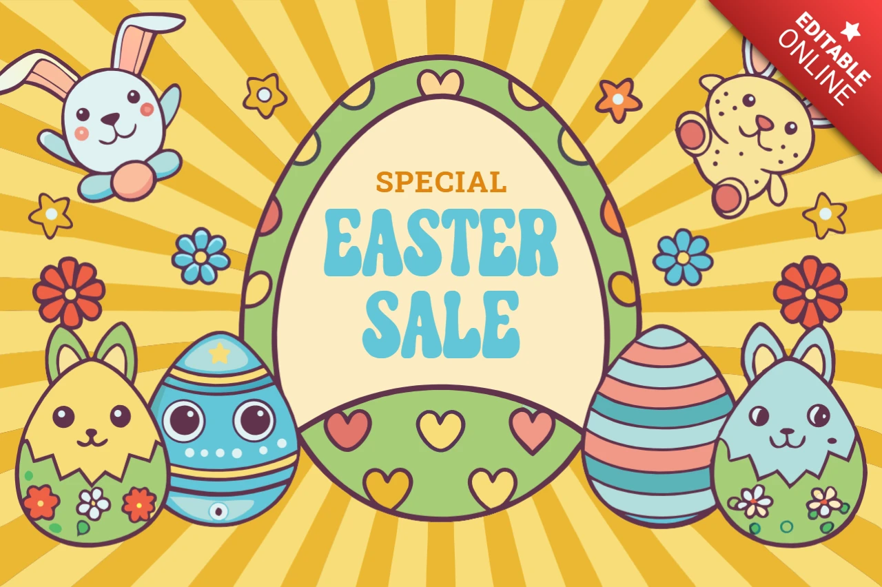 Modèle de conception de vente de Pâques colorée pour les promotions festives