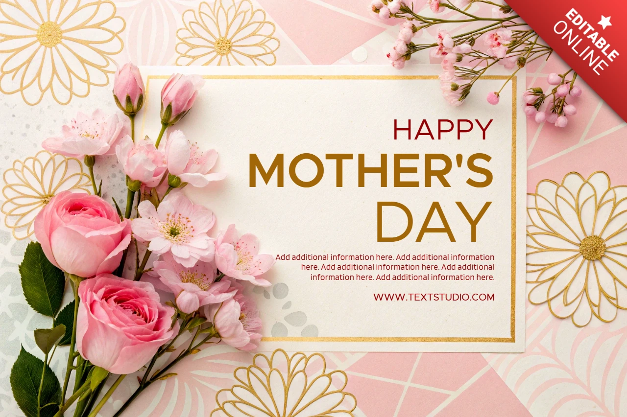 Plantilla de diseño de tarjeta floral para el Día de la Madre - elegante y editable