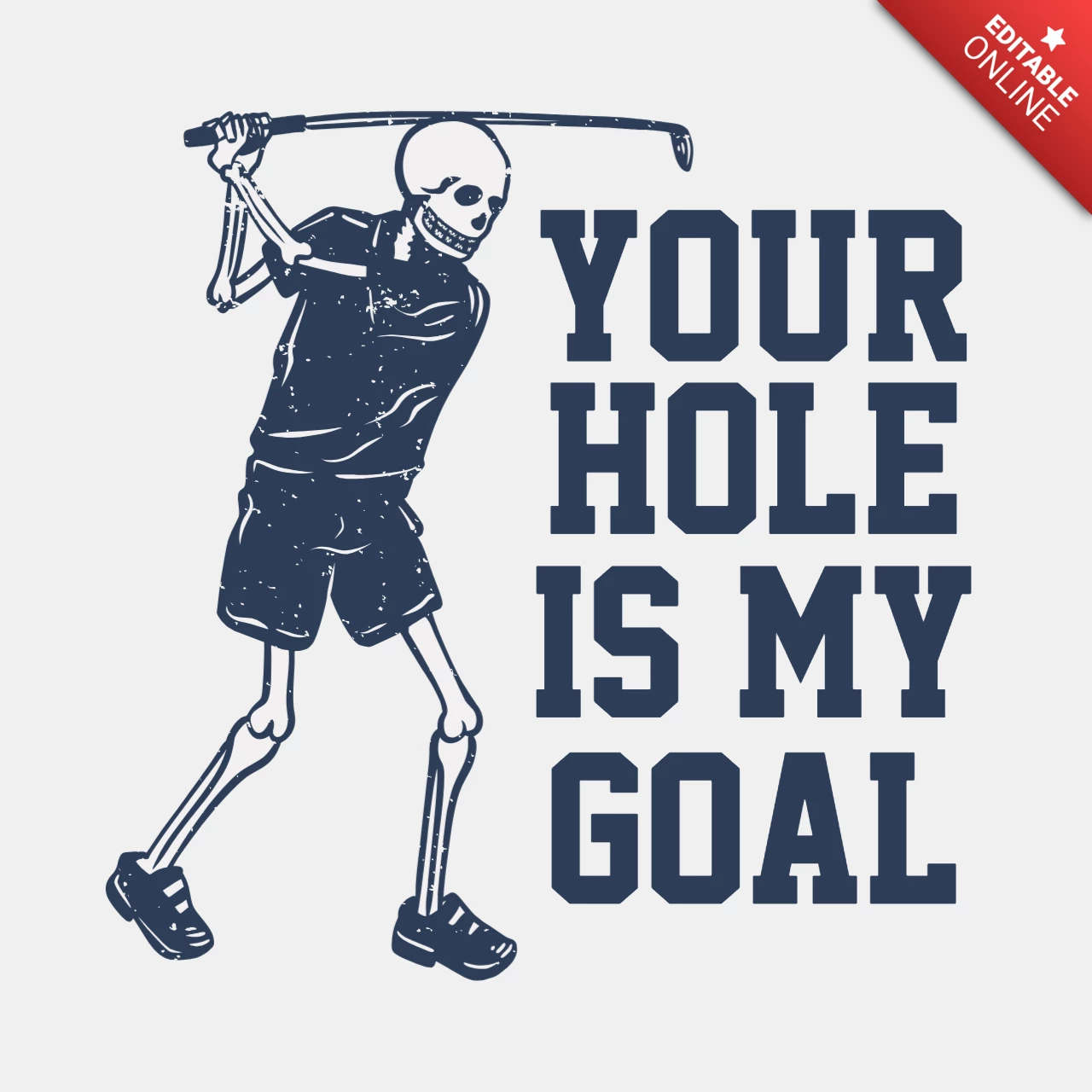 Esqueleto jogando golfe modelo de design de camiseta vintage