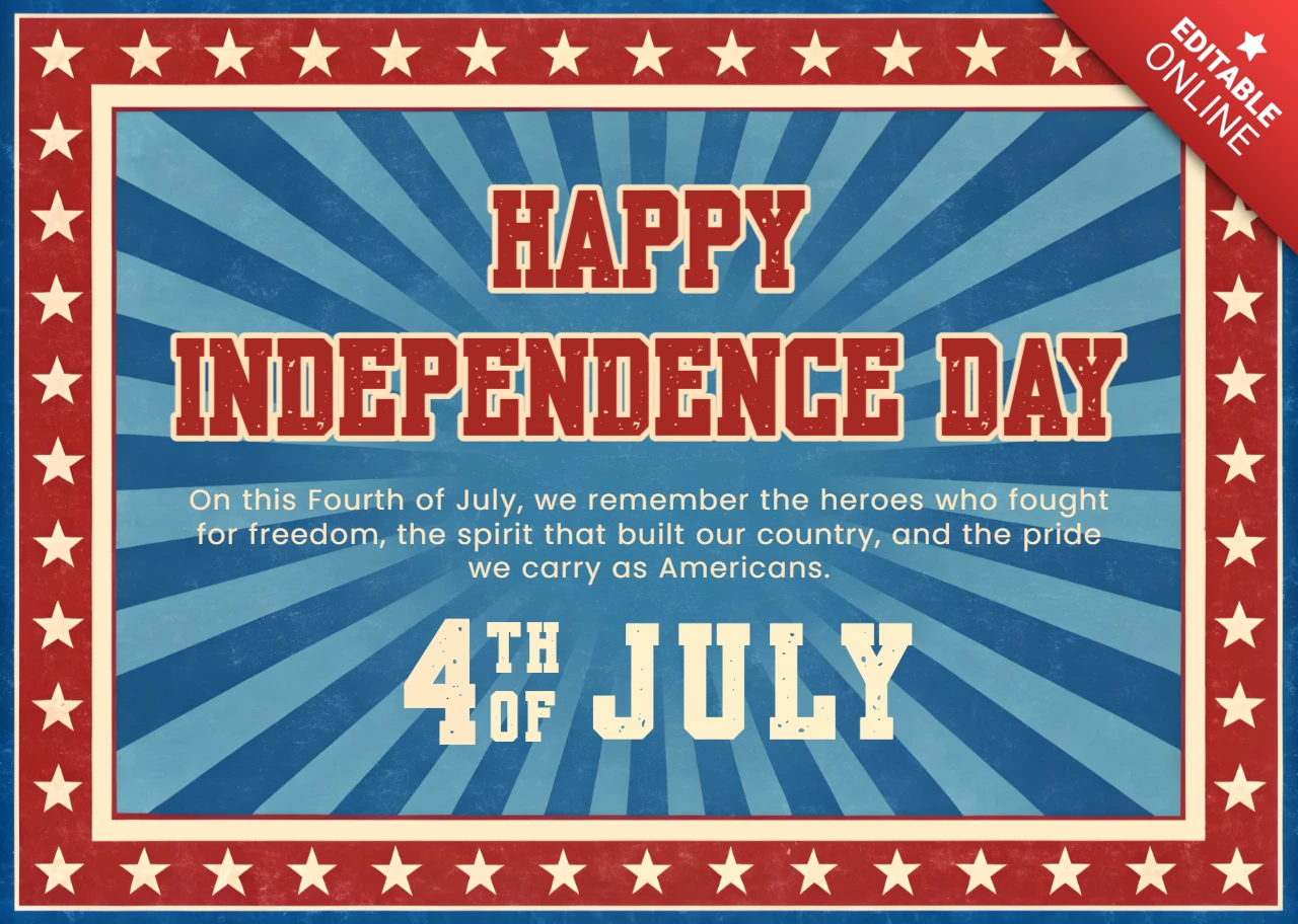 American Independence Day Greeting Card Template Vintage Design