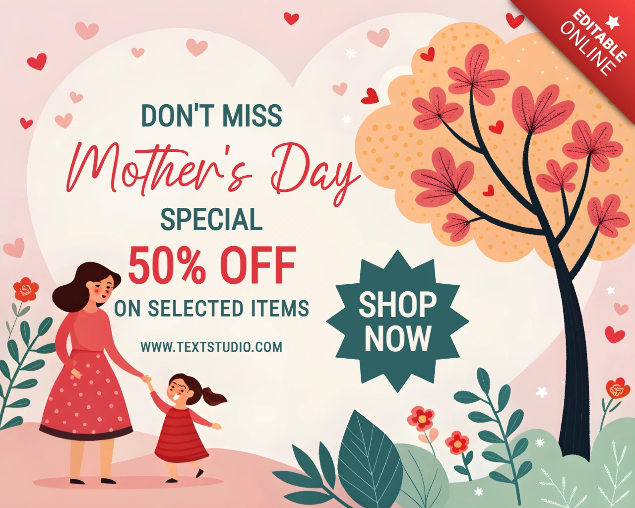 Charming Mother's Day Promotion Template - Floral Design for Special Offers