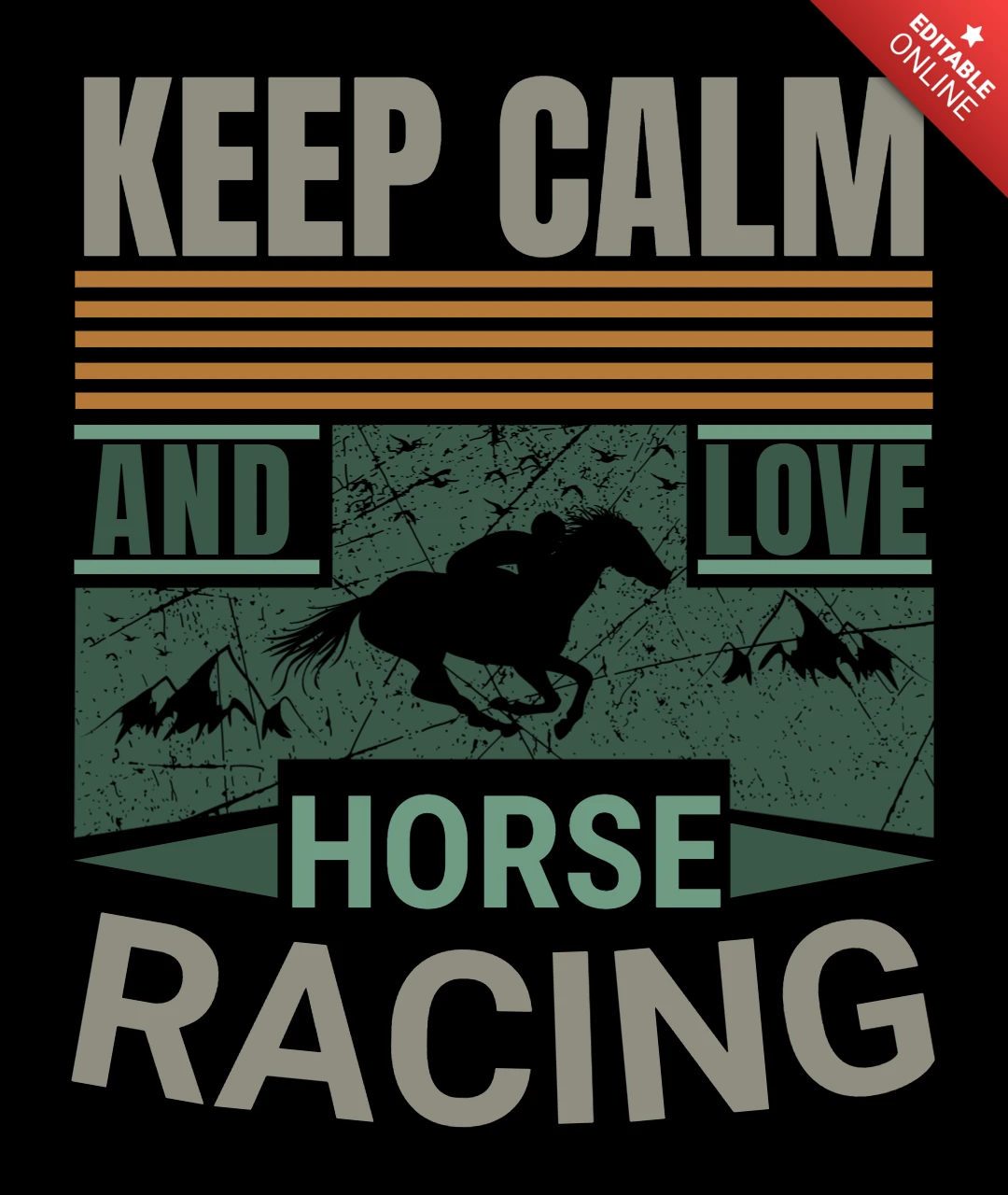 Keep Calm Riding Horse Love Horse Racing T-Shirt Design Template