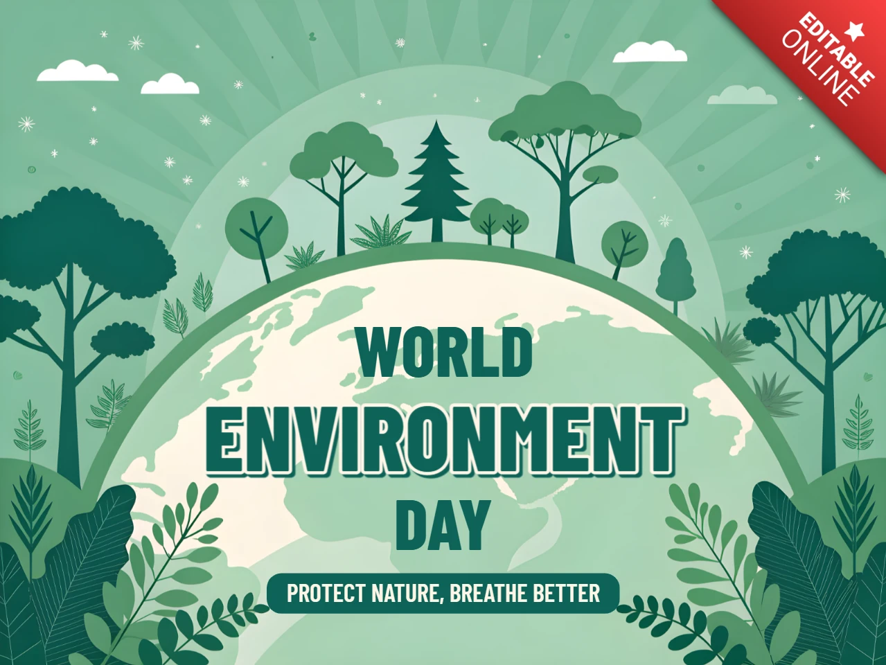 Green Nature-Inspired Editable Template for World Environment Day Design