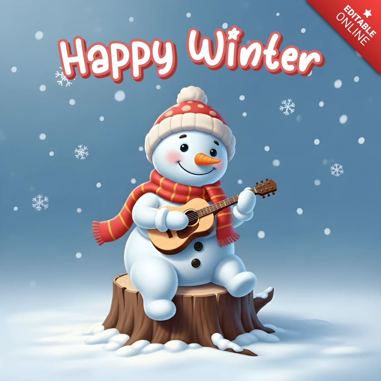 Winter Wonderland Snowman Design Template for Greeting Cards