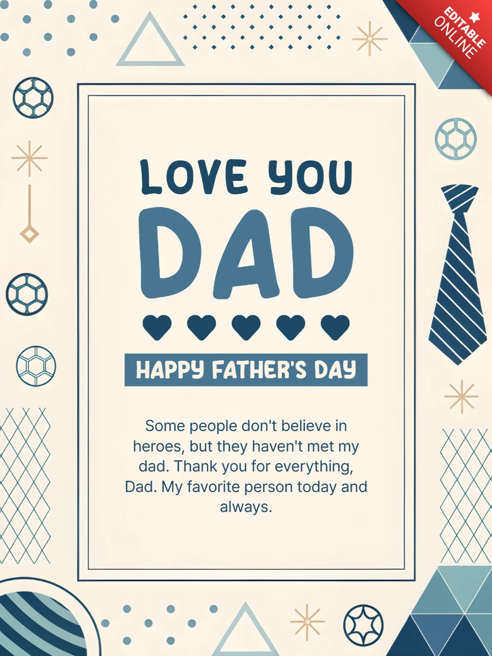 Modern Geometric Father's Day Card Template Design