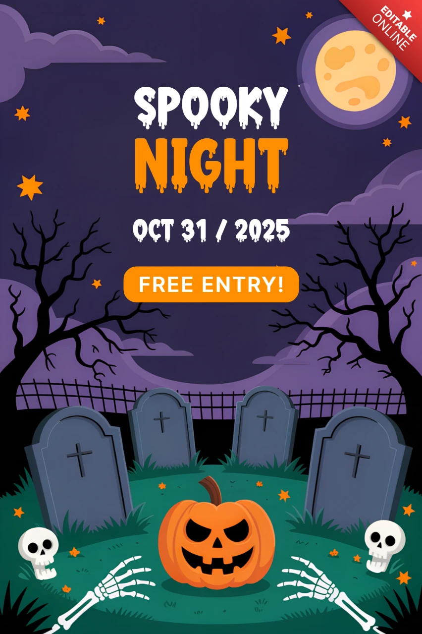 Spooky Night Halloween Event Template with Pumpkin Design for Posters