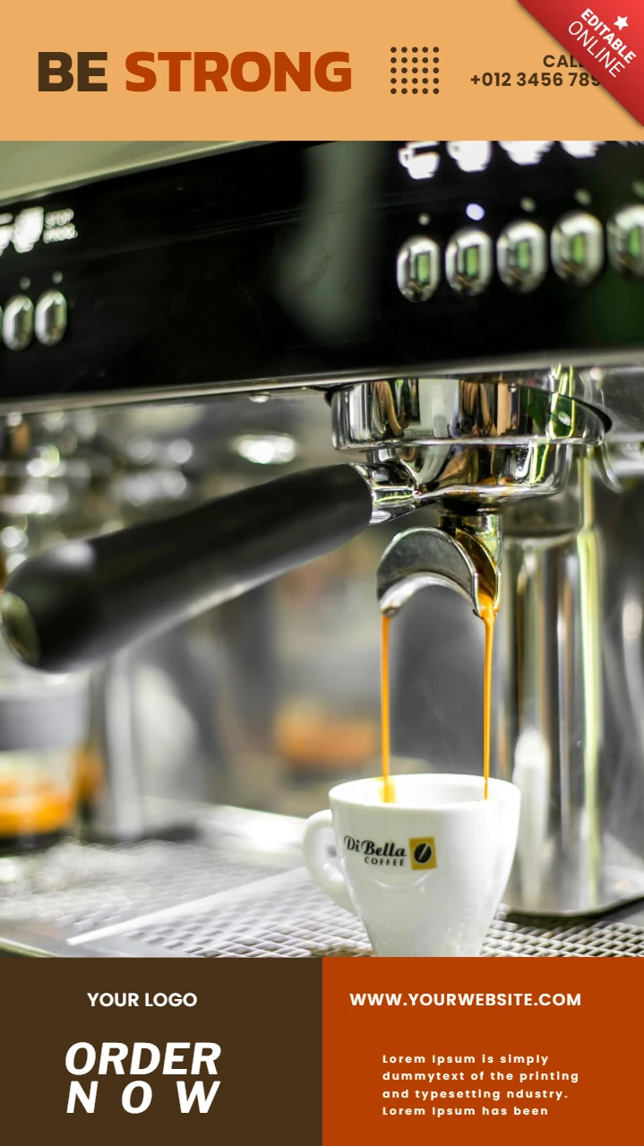 Be strongコーヒーショップソーシャルメディア投稿ストーリーデザインテンプレート