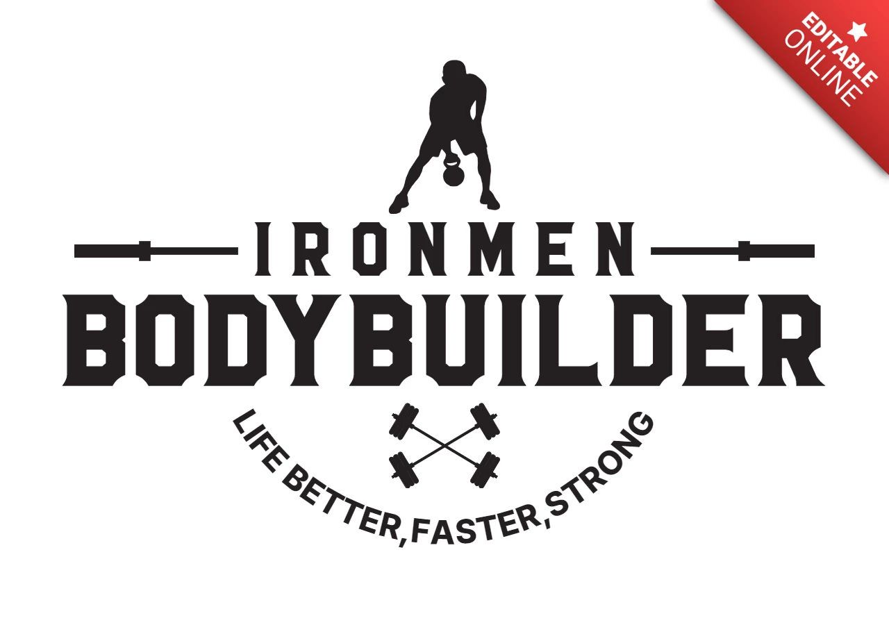 Eiserne männer body builder starkes logo design Vorlage