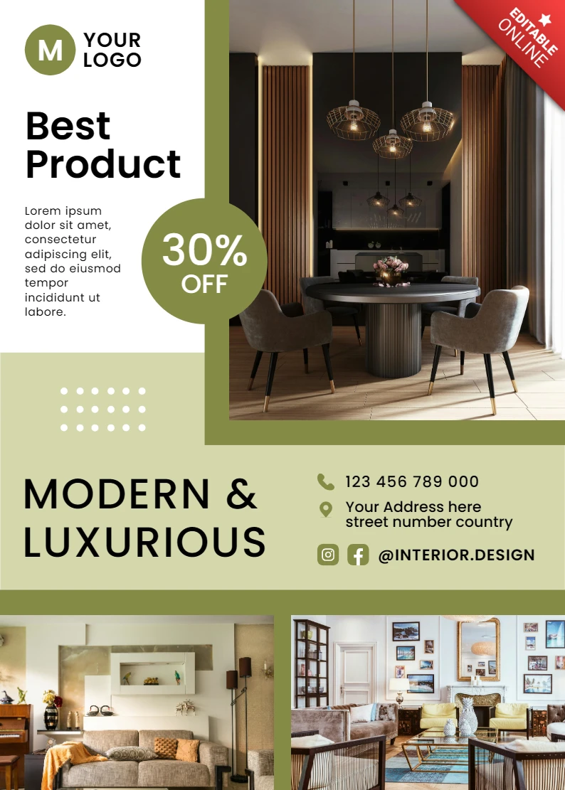 Moderno modello di design d'interni di lusso per volantino promozionale