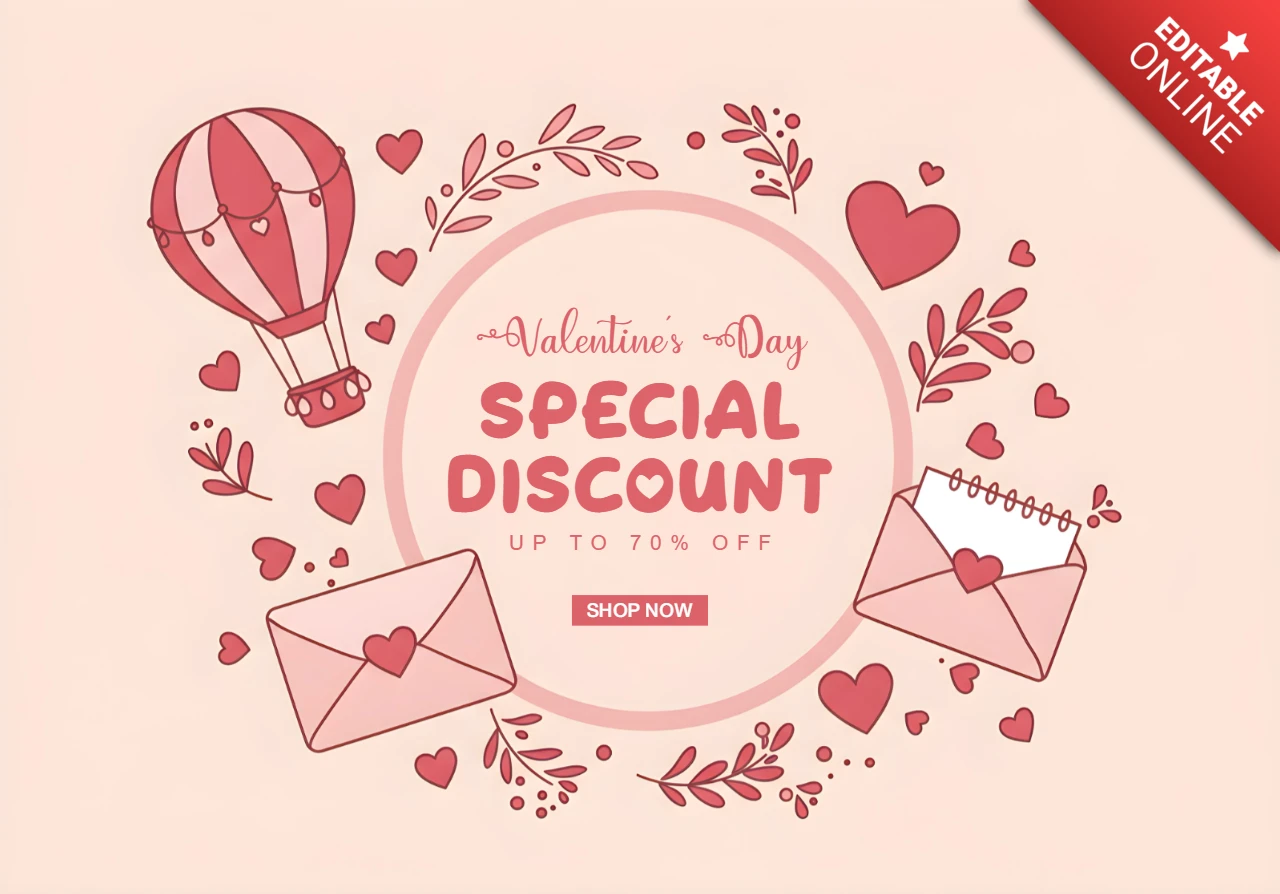 Valentine's Day Sale Template Love Letter Advertising Banner
