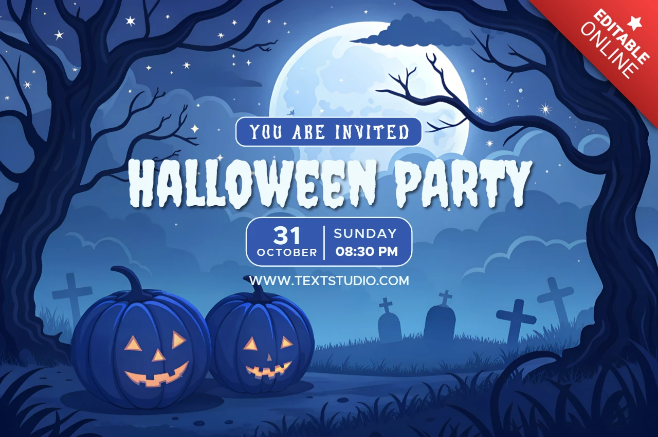 Gruselige Halloween-Party-Einladungsvorlage mit Kürbisdesign