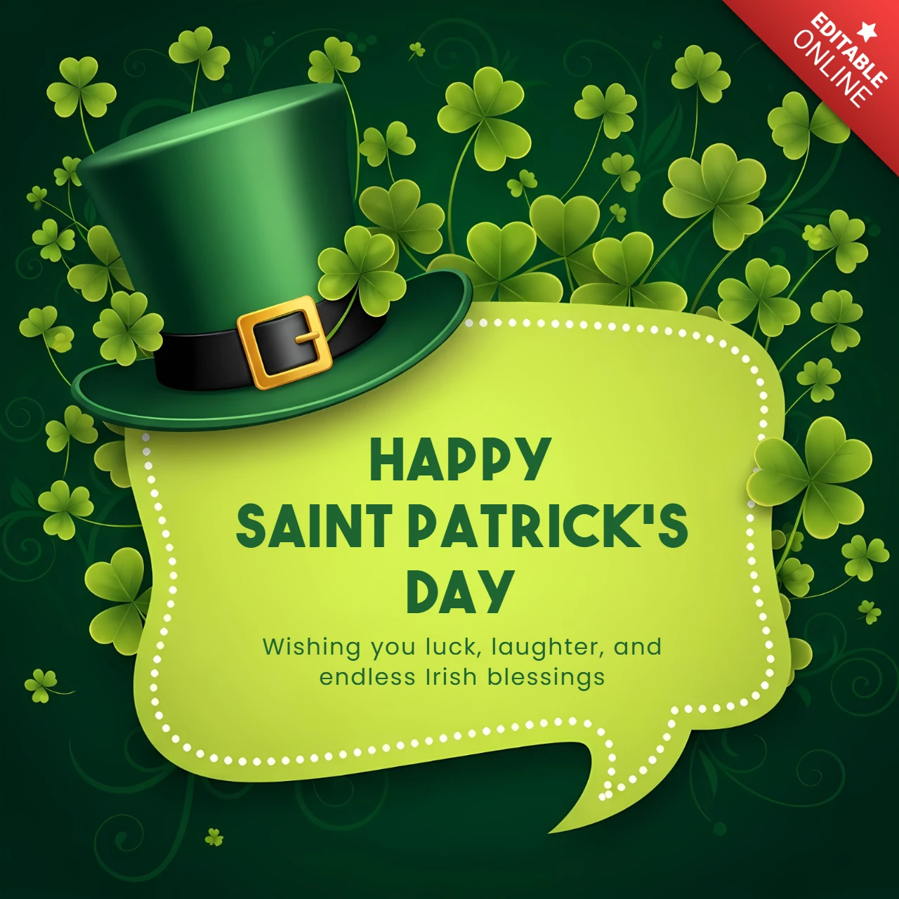 Modèle de design de chapeau de la Saint-Patrick pour cartes de vœux festives