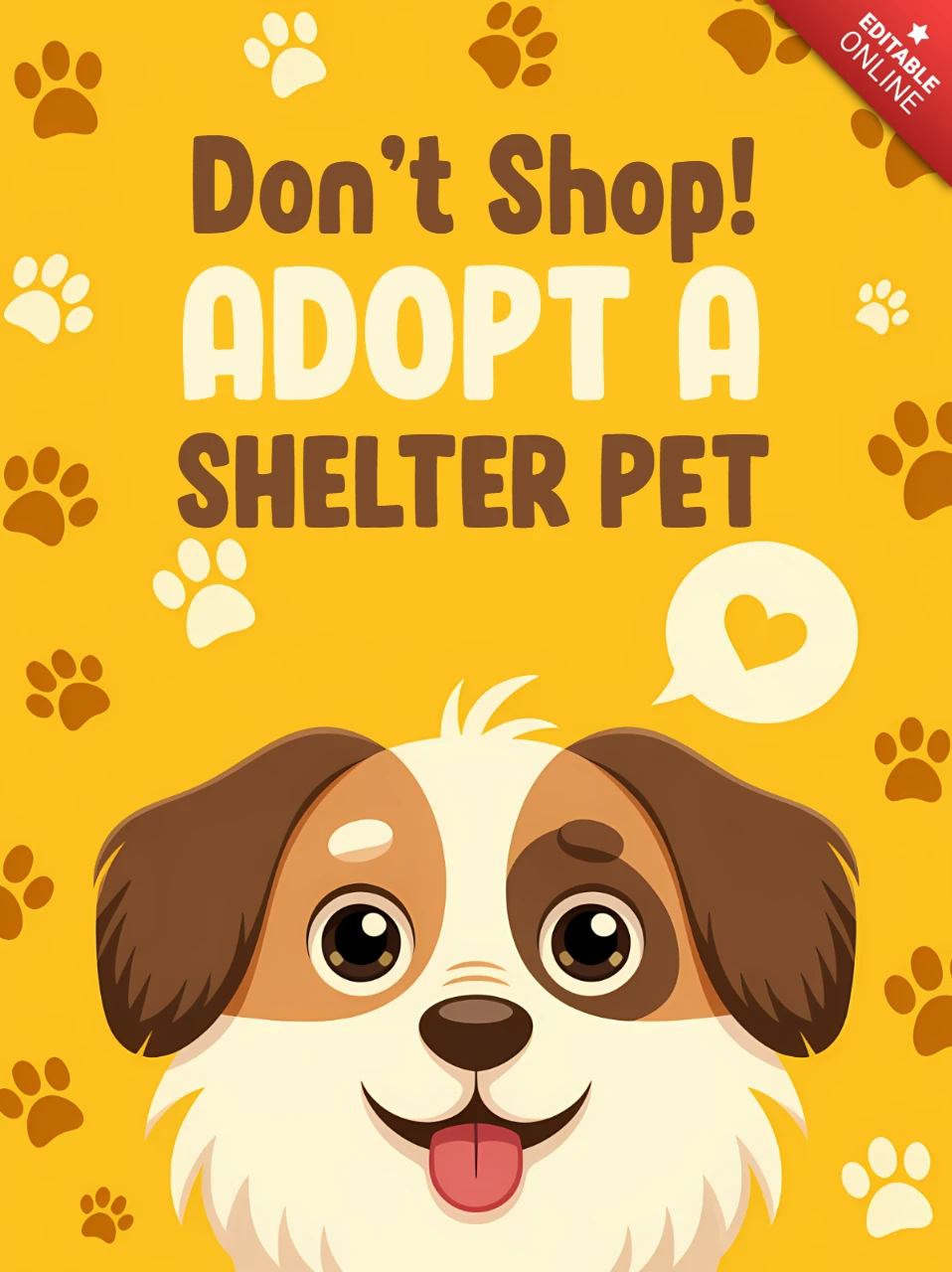 Adopt a Shelter Pet Design Template with Cute Dog Illustration for Awareness Flyers