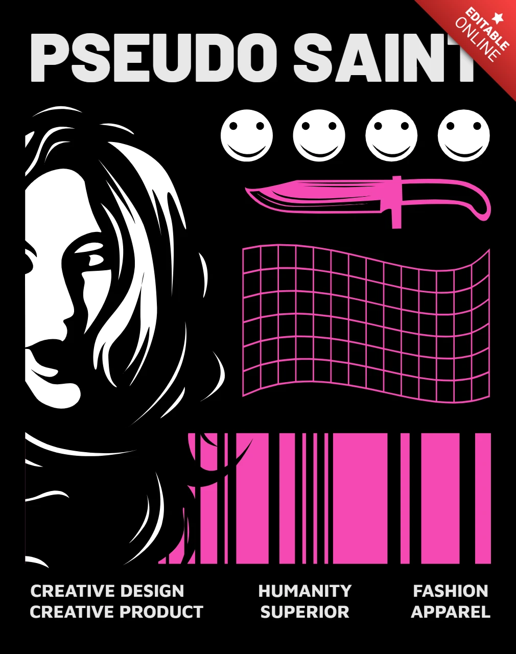 Template de design gráfico pseudo-santo para roupas de moda