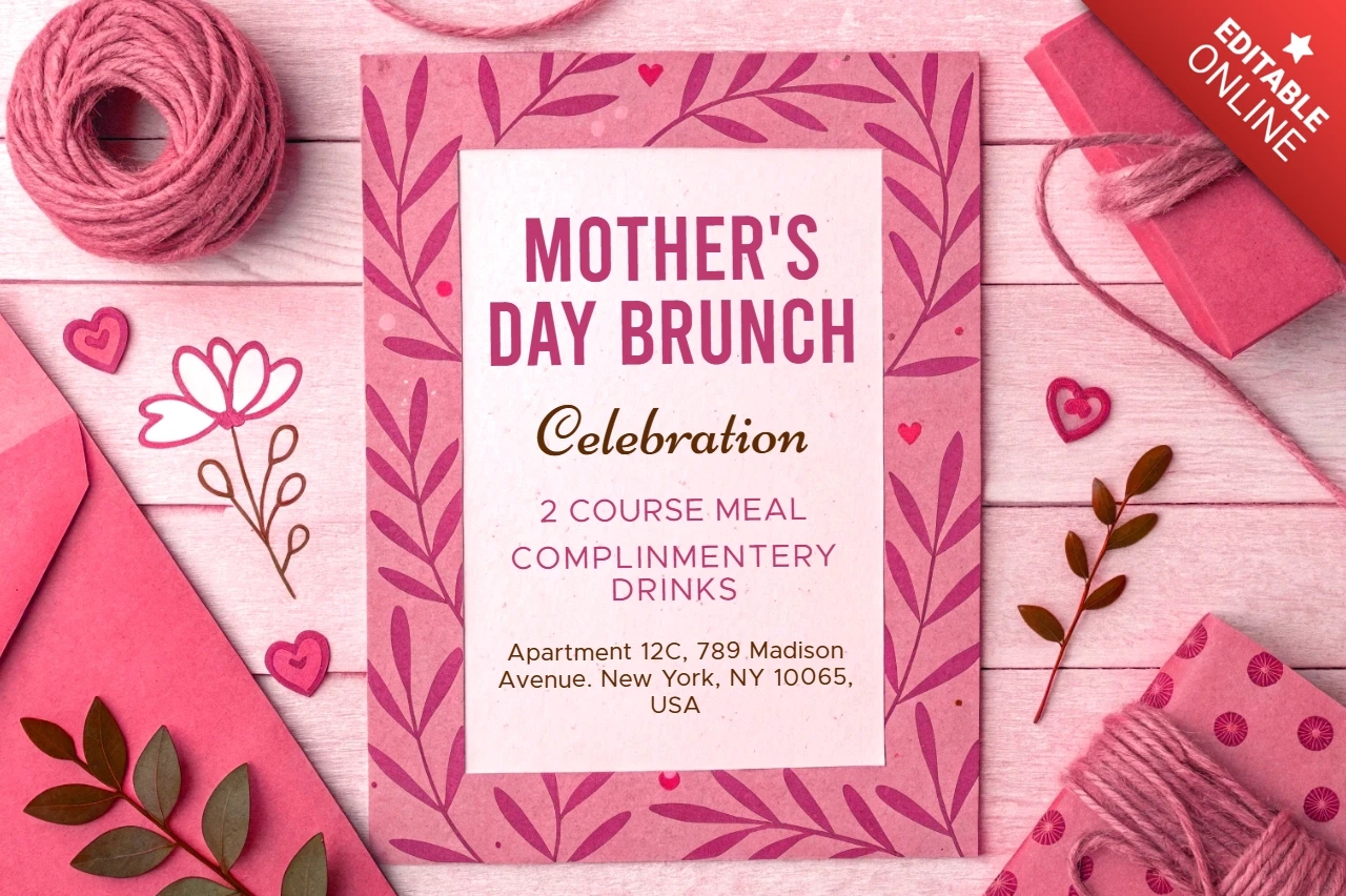 Chic Floral Mother's Day Brunch Event Template Design