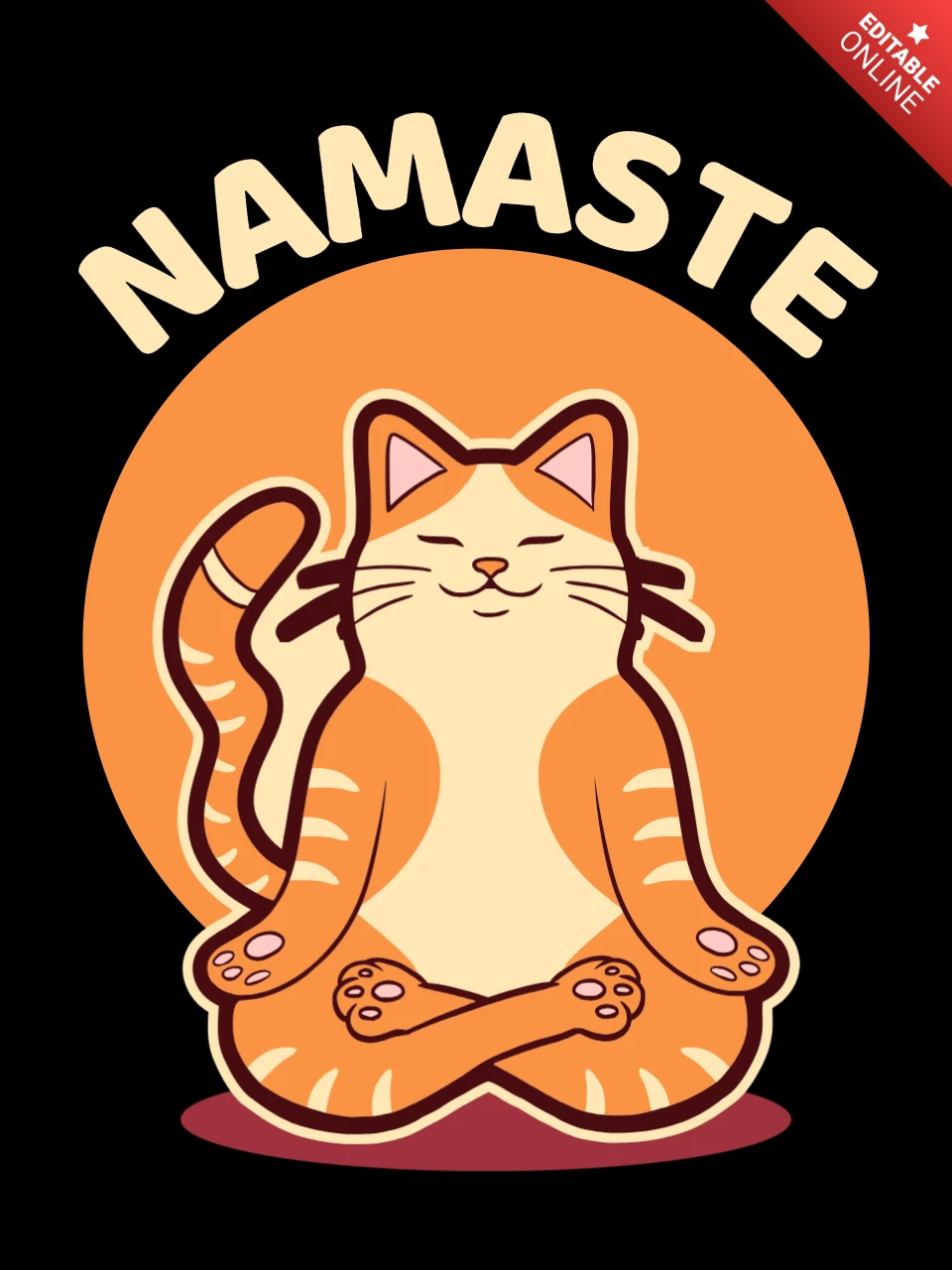 Namaste Cat Design for Relaxation and Mindfulness Merchandising Template