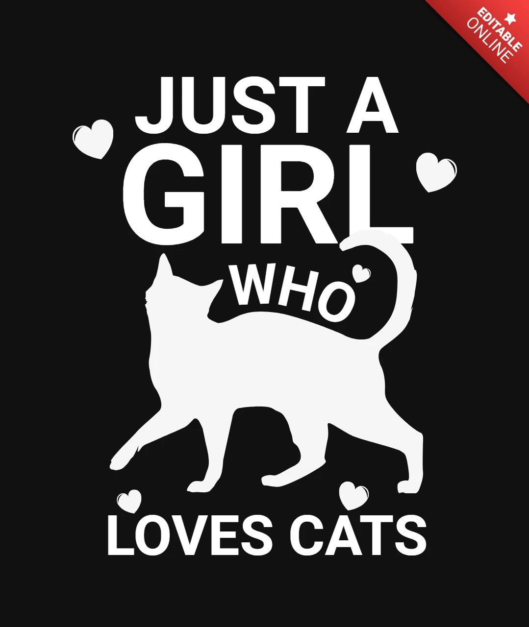 Gewoon een meisje dat houdt van kat schattig t-shirt ontwerpsjabloon
